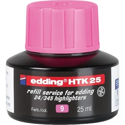 Image of Edding Htk 25 Refill Ink Pink Ml With Capillary System, Ideal For Clean And Uncomplicated Refilling Of Highlighters E 345 24