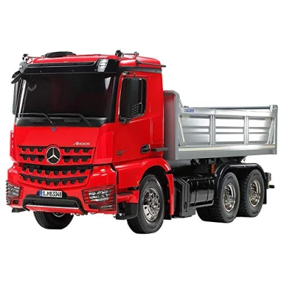 Image of TAMIYA 56361 Mercedes Benz 1:14 MB Arocs 3348 Red/Silver Dump, Assembly Kit, RC, Remote Control, Truck, Construction Toy, Model Making, Crafts