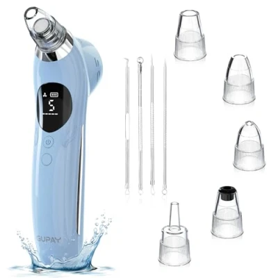 Image of GUPAY Blackhead Remover Vacuum, Pore Vacuum Facial Cleanser with 5 Suction Heads, Power, Rechargeable Black Heads for Pimple Acne Whitehead Deep Cleansing Extractor Tool