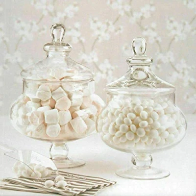 Image of 2 x DECORATIVE GLASS JAR WEDDING TABLE CENTRE PIECE SWEETS CHOCOLATE (25cm &amp; 30cm)