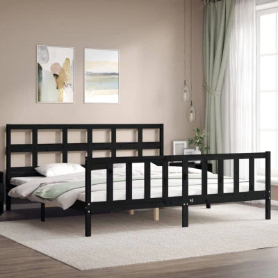 Image of vidaXL Bed Frame without Mattress Black 200x200 cm Solid Wood Pine