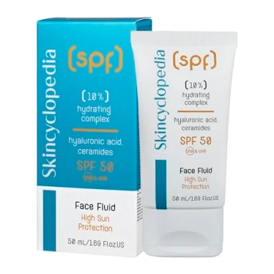 Image of Skincyclopedia SPF 50 Face Sunscreen Fluid with 10% Hydrating Complex Ground breaking Sun Cream for Very High UV Protection and Concentrated Hydration, 50ml