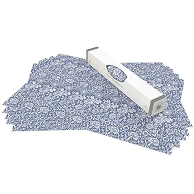 Image of The Master Herbalist Fragrant LAVENDER Scented Drawer Liners in BLUE William Morris Design Pack of 5 Sheets (ROLLED) Contains Essential Oil Made UK
