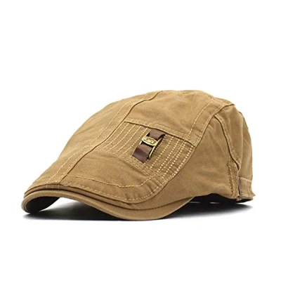 Image of Adantico Mens Coton Falt Cap for Spring (Beige) (Khaki)
