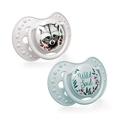 Image of LOVI Soother 6 18 Months, Baby Dummies with Silicone Teat, Dynamic Tip, Wild Soul Boy Collection, 2 Pieces, Grey