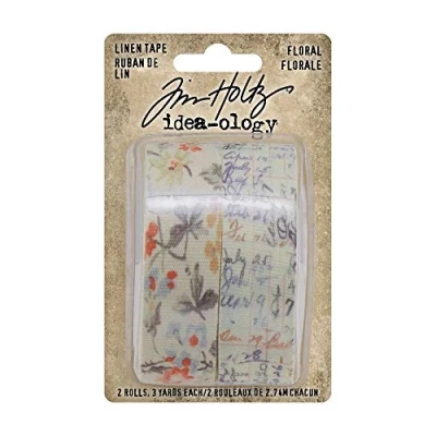 Image of Tim Holtz Idea ology Linen Tape 1&quot;x3yd 2pcs Floral TH94139