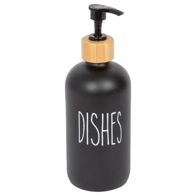 Image of Glass Dish Soap Dispenser 500ml Black By Harbour Housewares