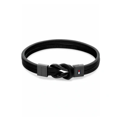 Image of Tommy Hilfiger Jewelry Men&#039;s Leather Bracelet Black 2790442