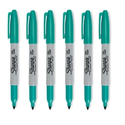 Image of Sharpie Fine Point Permanent Marker Pen Aqua 6 Pack