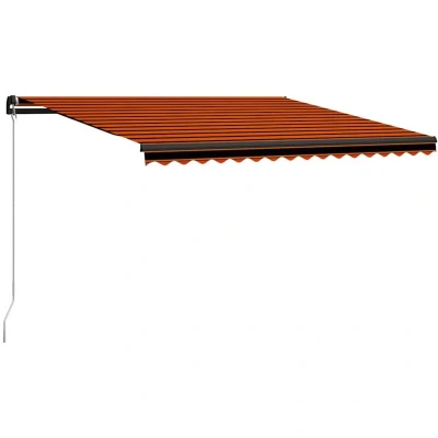 Image of vidaXL Manual Retractable Awning with LED 450x300 cm Orange and Brown