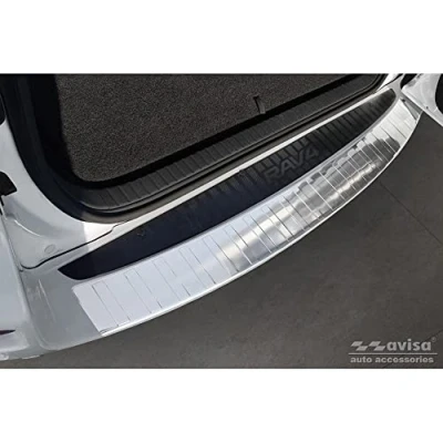 Image of Avisa Stainless Steel Rear bumper protector compatible with Toyota RAV 4 III 2005 2008 &amp; FL 2012 &#039;Ribs&#039; (only suitable without spare wheel)