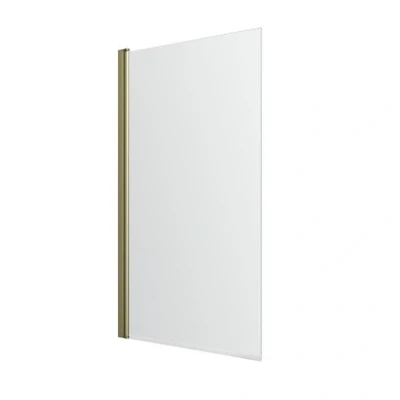 Image of Iflo Hinged Bath Screen Brushed Brass Finish 6mm Glass