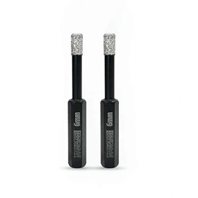 Image of DT DIATOOL Hex Shank Dry Diamond Drill Core Bits 2PCS 6mm Vacuum Brazed Hole Saw for Tile Porcelain Ceramic Marble Granite