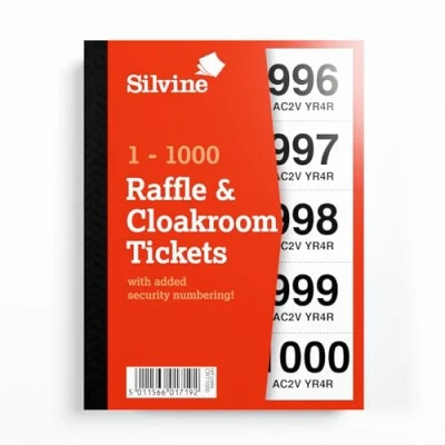 Image of Silvine Cloakroom/Raffle Tickets, Numbered 1 1000 with Security Numbering. Ref CRT1000, Single
