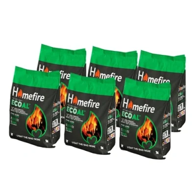 Image of Homefire Instant Light Smokeless Ecoal Bag, for Wood Burners, Open Fires, Multi fuel Stoves, 4 kg (Pack of 6)