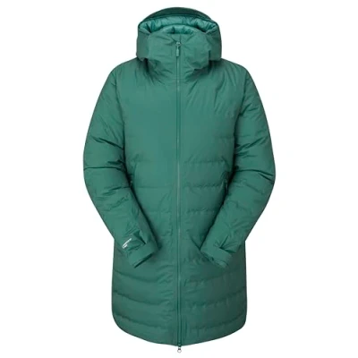 Image of Rab Women&#039;s Valiance Down Parka for Climbing &amp; Mountaineering Green Slate 12