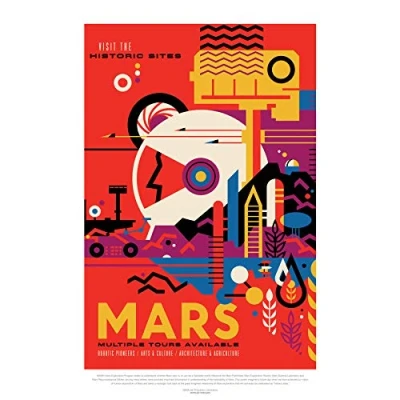 Image of Wee Blue Coo NASA Space Travel Advert Mars Large Wall Art Poster Print Thick Paper 18X24 Inch