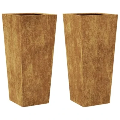 Image of vidaXL Garden Planters Outdoor Flower Pot Box 2pcs Corten Steel, Patio Planter for Flowers, Herbs, Veggies 35x35x75 cm