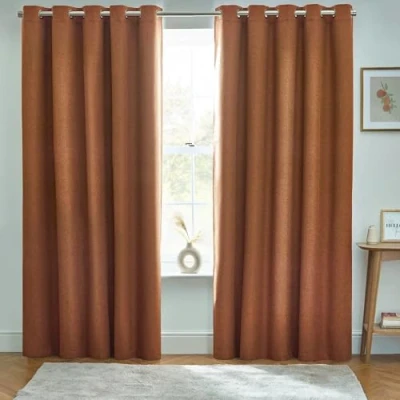 Image of furn. Dawn Blackout Eyelet Curtains Width x Drop 117 137cm (46 54) Brick