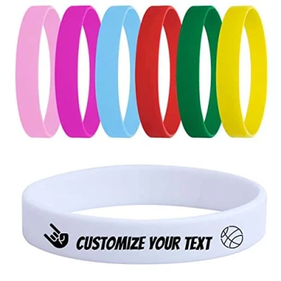 Image of TEMEITE Custom Bracelet Wrist Bands Rubber Bracelets For Men Arm Personalized Mens Black White