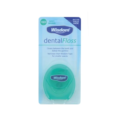 Image of Wisdom Dental Floss Waxed Mint 100m (Pack of 12) TOWIS043