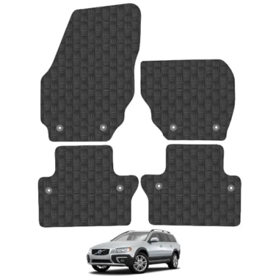 Image of 5mm Rubber Car Mats Compatible With Volvo V70 (2007 2016) [Auto] Tailored Fit Floor Set Accessory Custom Anti Slip Backing Heavy Duty Waterproof Easy Clean Durable Weather Full Coverage