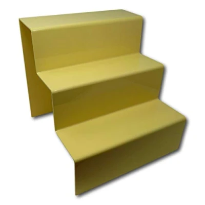 Image of EPOSGEAR Sweet Pastel Three (3) Step Tier Coloured Acrylic Plastic Retail Riser Counter Display Stands Perfect for Shops, Stalls, Ornaments, Models etc (Lemon Bonbon, Extra Large Wide)