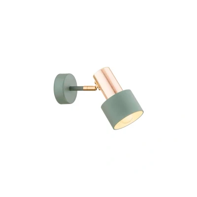 Image of Euluna Destin wall spotlight, 1 bulb green/brass