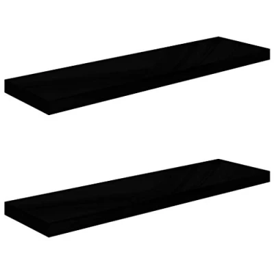 Image of vidaXL Floating Wall Shelves 2 pcs High Gloss Black 90x23.5x3.8 cm MDF