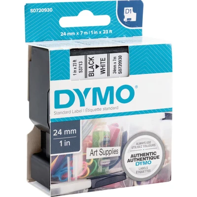 Image of DYMO Authentic D1 Labels Black Print on White 24mm x 7m Self Adhesive for LabelManager Label Printers