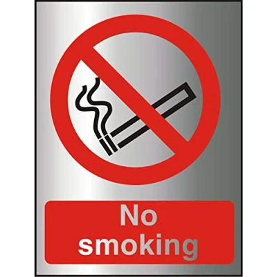 Image of Seco No Smoking Sign, 150mm x 200mm 2mm Brushed Aluminium Effect Acrylic
