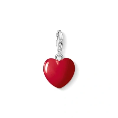 Image of THOMAS SABO 0016 007 10 Red Heart Charm Pendant in 925 Sterling Silver