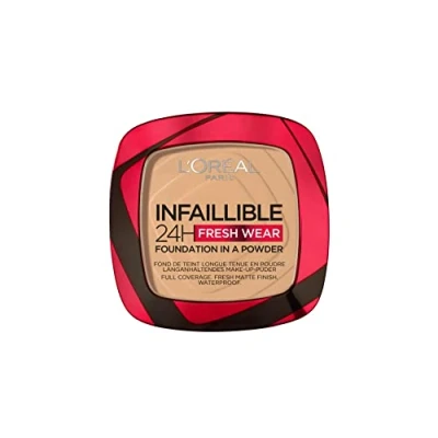 Image of L&#039;Oréal Paris Infallible 24H Fresh Wear Foundation in a Powder, Full coverage, Longwear, Weightless Smooth Finish, Water proof and Transfer proof, 200 Golden Sand