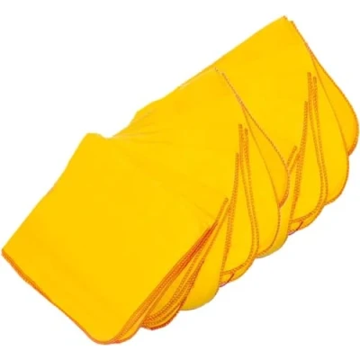 Image of Yellow Dusters (10 Pcs) Feather Duster Cotton Dusting Cloths 30 x 28 CM Lint Free Thick &amp; Soft Washable Reusable Multi Surface Cleaner Ideal for Wood Cleaning Window Kitchen Towel Car