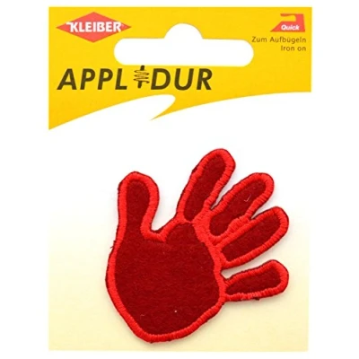 Image of Kleiber Iron On Hand Print Patch 5cm Height Red