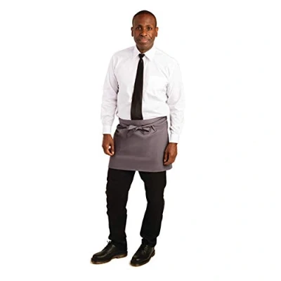 Image of Whites Chefs Clothing B157 Short Bistro Apron, Charcoal, 750mm Width, 373mm Length