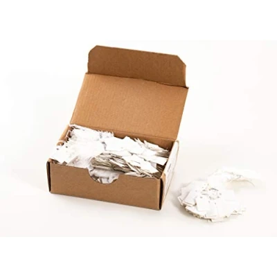 Image of HERMA Hanging Tags with White Thread, 1000 Pieces, 15 x 24 mm, Thread Length approx. 8 cm, Small Cardboard Price Tags, Marking Labels, Writable