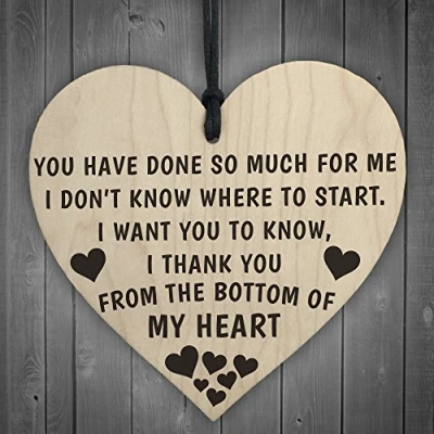 Image of RED OCEAN Thank You From The Bottom Of My Heart Wooden Hanging Plaque Friendship