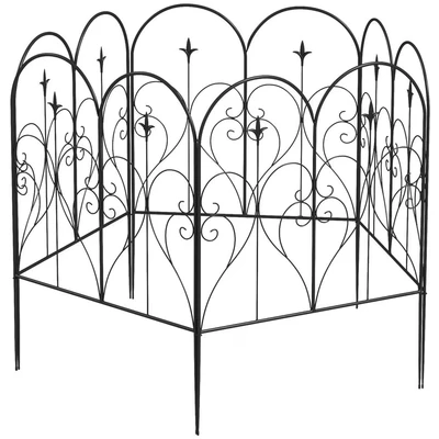 Image of Outsunny Garden Fencing Panels 32&quot; x 10ft Flower Bed Border Edging Animal Metal
