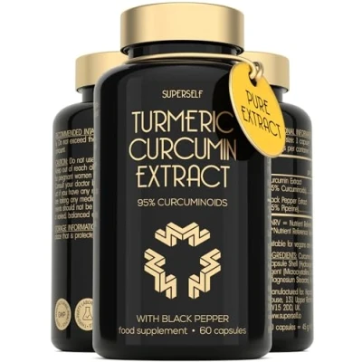 Image of Turmeric Curcumin Capsules High Strength with Black Pepper Pure Extract 95% Curcuminoids 60 Tablets One a Day 500mg Premium Herbal Supplements Enhanced Absorption