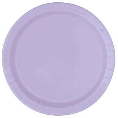 Image of Solid Lavender Round Paper Dinner Plates (22cm) 16 Count Sturdy &amp; Elegant for Parties and Events
