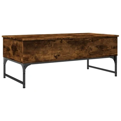 Image of vidaXL Coffee Table Smoked Oak 100x50x40 cm Engineered Wood and Metal