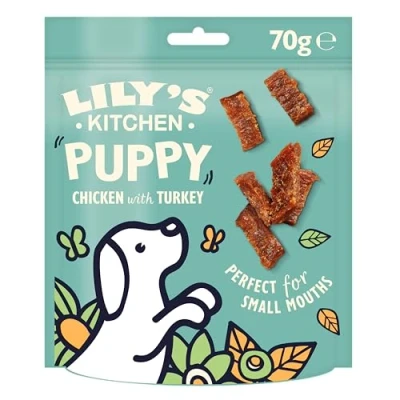 Image of Lily’s Kitchen Made with Natural Ingredients Puppy Dog Treats Chicken Turkey Nibbles Grain Free Recipe 8 x 70g