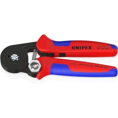 Image of Knipex Self Adjusting Crimping Pliers for wire ferrules with lateral access burnished, multi component grips 180 mm 97 53 14
