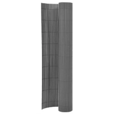 Image of vidaXL Double Sided Grey PVC Garden Fence/Blind 110x400 cm Weather Resistant Privacy Screen/Windbreak for Outdoor Spaces
