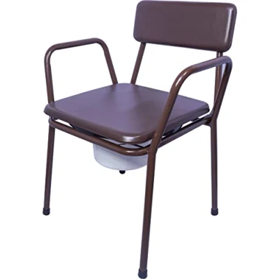 Image of Aidapt Bedside Commode Chair.Padded Overseat/Backrest,Flip Up Toilet Seat,Armrests,Discreet,Portable,Easy to Remove 5Litre Pail,Mobility,Elderly,Disabled, Comfort,DELIVERED ASSEMBLED,NO TOOLS REQUIRED