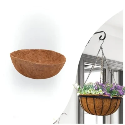 Image of Garden Mile® 12&quot; Natural Coco Liners For Hanging Baskets Plant Pot Drainage (12&quot; Liner)