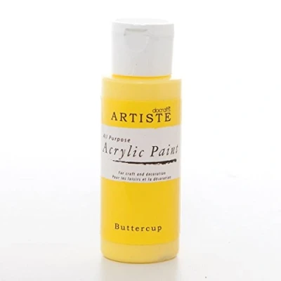 Image of Artiste Acrylic Paint 59ml 2Oz Buttercup, Quick Drying Professional Art, Craft and Hobby Artists Paint, Vibrant Colour, Water Based Paints Cover All Surfaces with Ease, Ideal for Travel