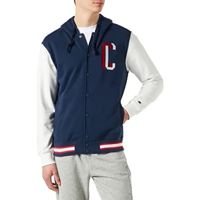 Image of Champion Men&#039;s Rochester 1919 Full Buttoned Bookstore Hooded Sweatshirt, Navy Blue, S