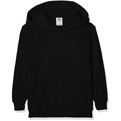 Image of Fruit of the Loom Boy&#039;s Pull over Classic Long Sleeve Hooded Sweat, Black (Schwarz 36), 14 15 Years (Manufacturer Size: 164)